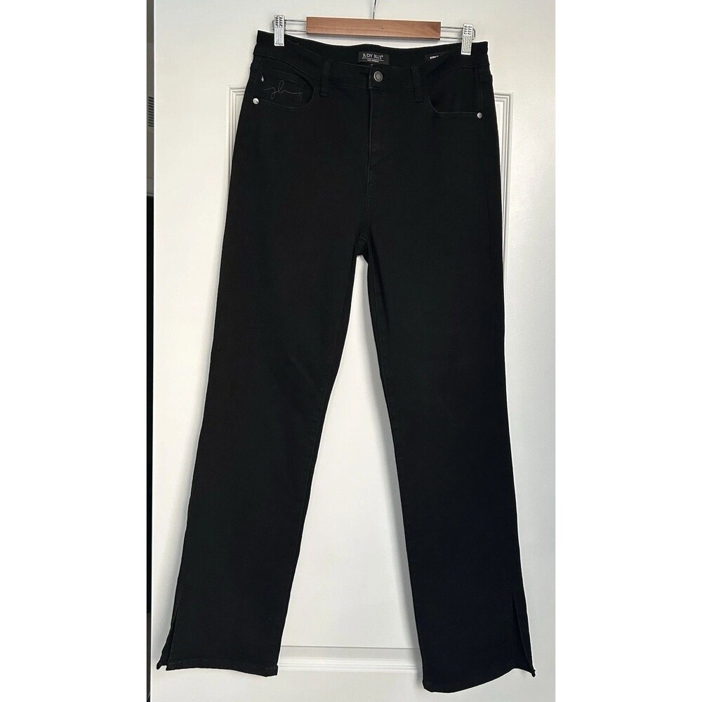 Judy Blue High Rise Straight Leg Hem Side Slit Women 13/31 Black JB88451 Stretch